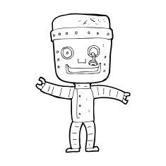 cartoon funny old robot N13