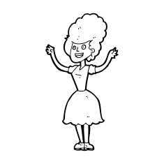 cartoon happy 1950's woman N14