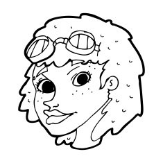 cartoon happy woman wearing aviator goggles N14