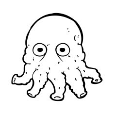 cartoon alien squid face N40