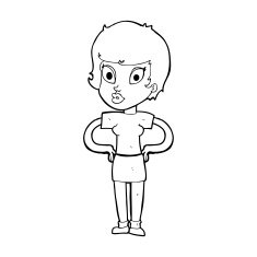 cartoon woman with hands on hips N307