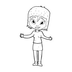 cartoon woman shrugging shoulders N650
