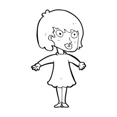 cartoon woman wearing dress N13