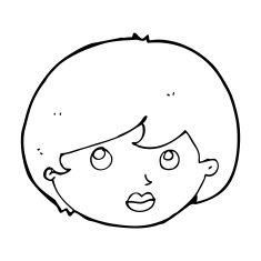 cartoon female face looking upwards N13