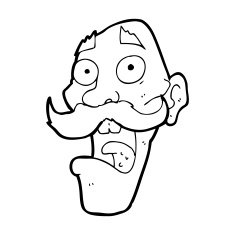 cartoon frightened old man N56