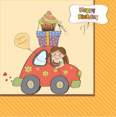 birthday card with funny little girl