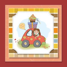 birthday card with funny little girl N2