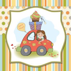 birthday card with funny little girl N10