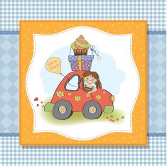 birthday card with funny little girl N11