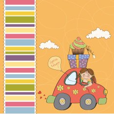 birthday card with funny little girl N12