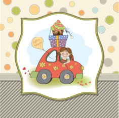 birthday card with funny little girl N16