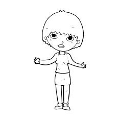 cartoon woman shrugging N82