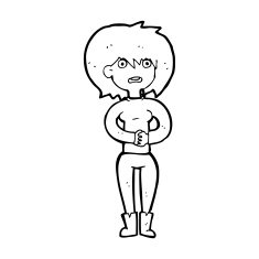 cartoon worried woman N105