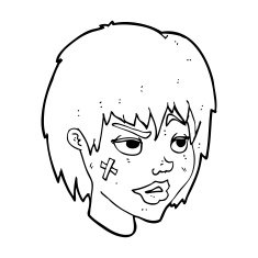 cartoon woman with plaster on face N27