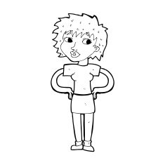 cartoon woman with hands on hips N310