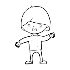 cartoon waving boy N29