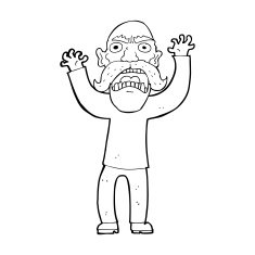cartoon angry old man N208