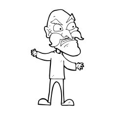 cartoon angry old man N209