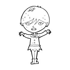 cartoon waving vampire girl N28