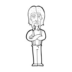 cartoon long mustache man with folded arms N15