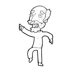 cartoon frightened old man N58