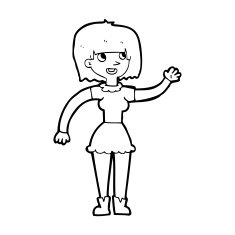 Cartoon Girl Waving N45