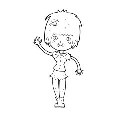 cartoon waving vampire girl N29