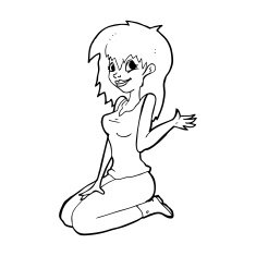 cartoon pretty girl waving N43