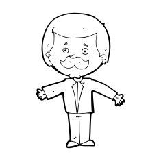 cartoon mustache man with open arms N13