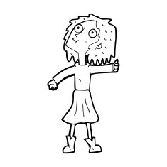 cartoon woman looking up to the sky N14