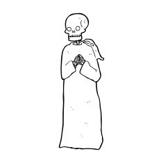 cartoon skeleton in black robe N10