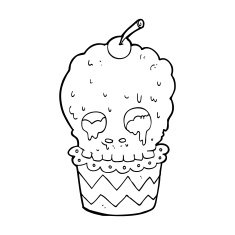spooky skull cupcake cartoon N14