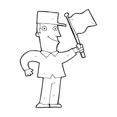 cartoon man waving flag N19