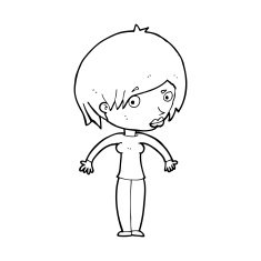 cartoon woman shrugging N83