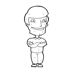 cartoon grinning man N125