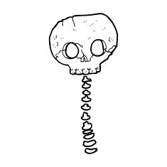 cartoon spooky skull and spine N14