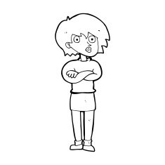 cartoon woman wit crossed arms N14