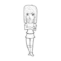 cartoon girl with crossed arms N15