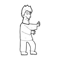 cartoon vampire waving hands N15