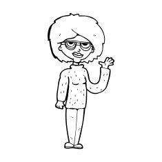 Cartoon Woman Waving N461