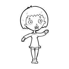 cartoon waving woman N188