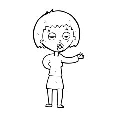 cartoon bored woman N42