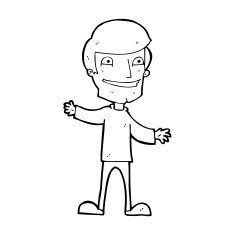 cartoon grinning man N127