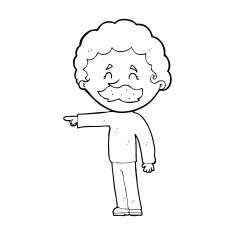 cartoon man with mustache pointing N41