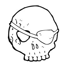 cartoon skull with eye patch N12