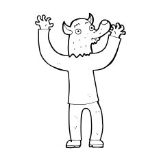 cartoon happy werewolf man N11