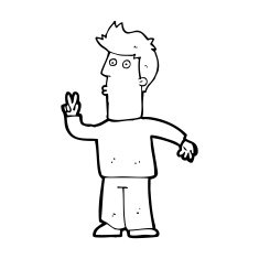 cartoon man signaling with hand N14
