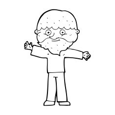 cartoon happy man with beard N60
