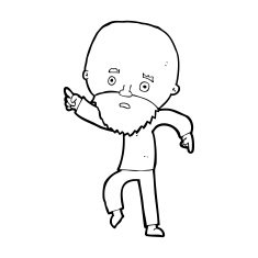 cartoon worried old man pointing N14