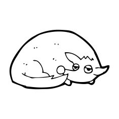 cartoon curled up dog N13